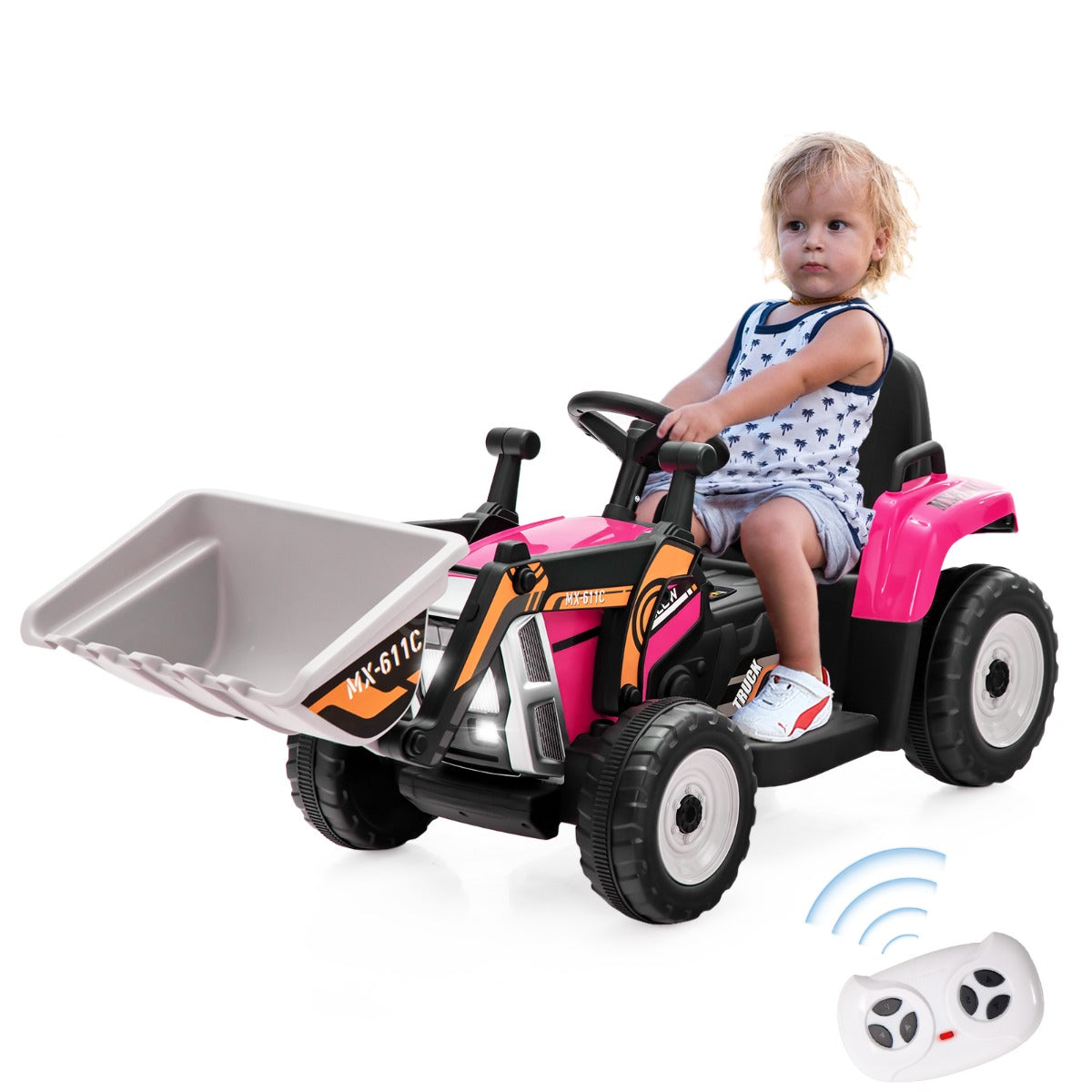 Adjustable Excavator Ride On for Kids with Remote Control