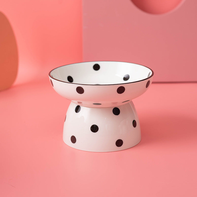 Ceramic Elevated Polkadot Pet Bowl