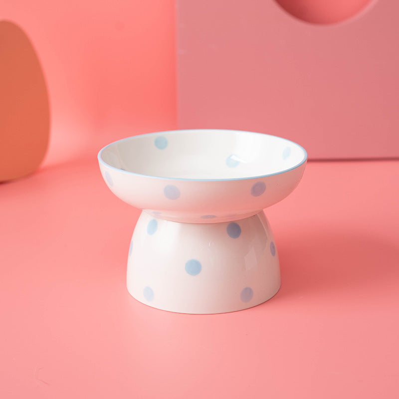 Ceramic Elevated Polkadot Pet Bowl