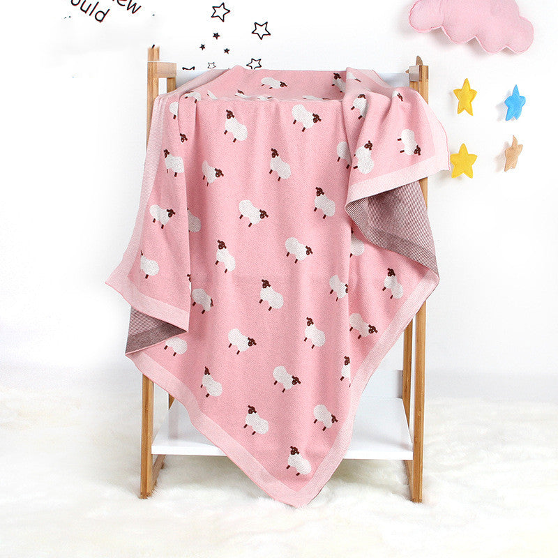 Soft Knit Sheep Print Baby Blanket/Swaddle