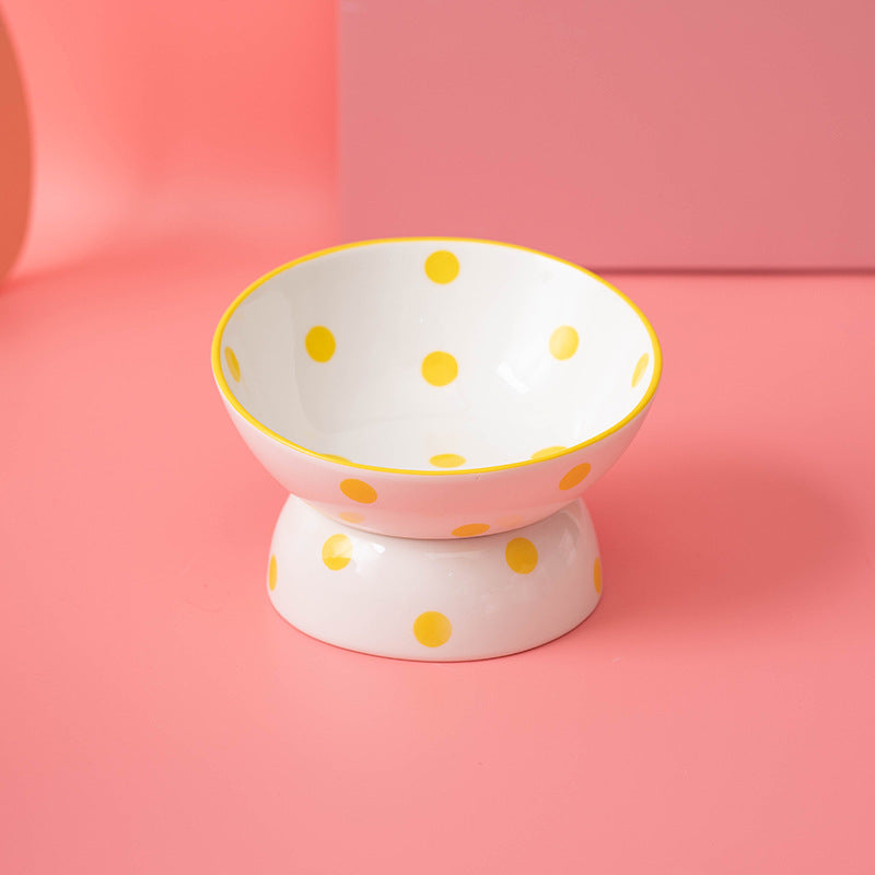 Ceramic Elevated Polkadot Pet Bowl