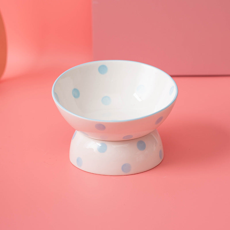 Ceramic Elevated Polkadot Pet Bowl