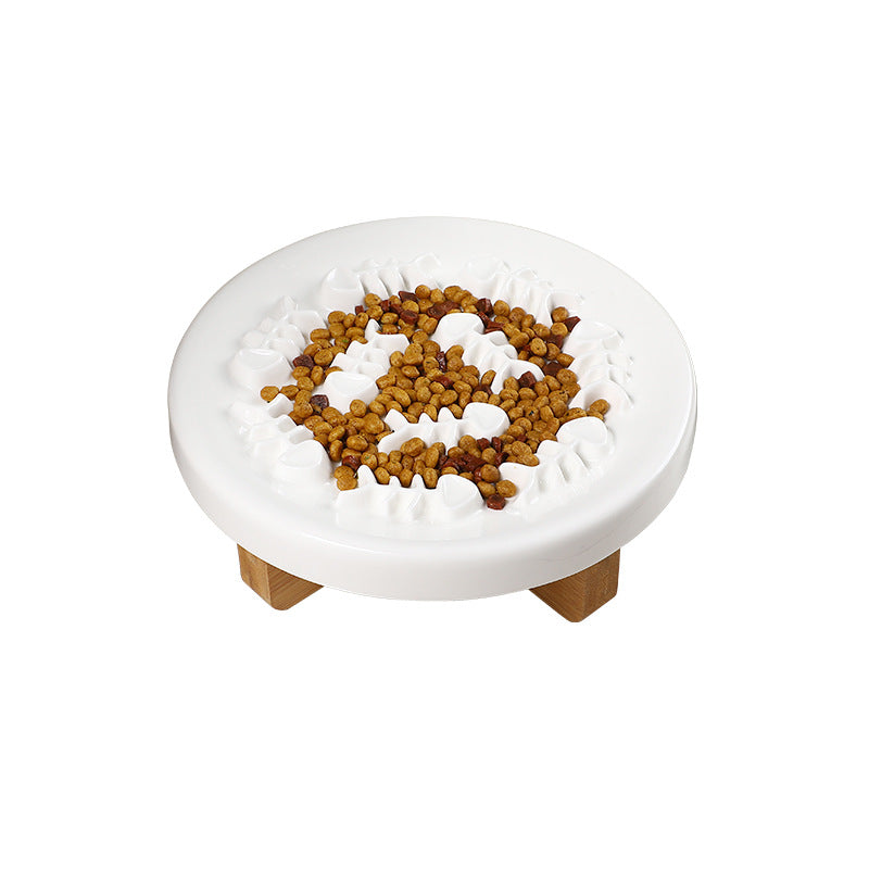 Ceramic Anti-Choking Slow Feeder Pet Bowl With Stand