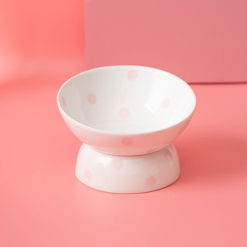 Ceramic Elevated Polkadot Pet Bowl