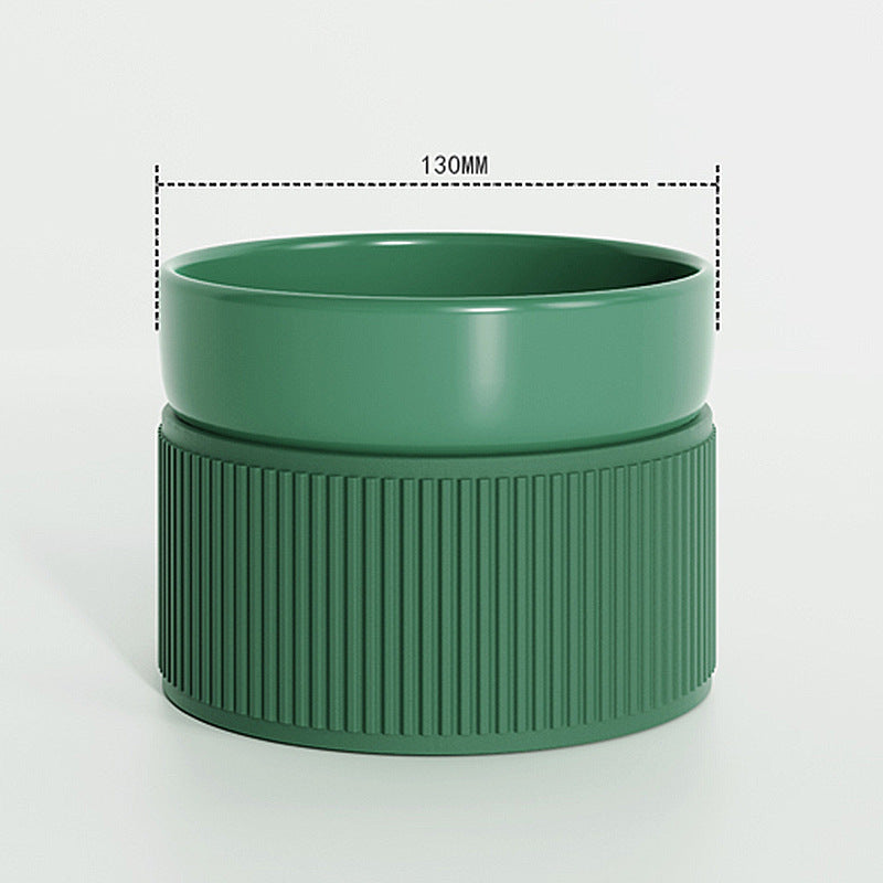 Ceramic Elevated Pet Bowl - Stripe & Solid