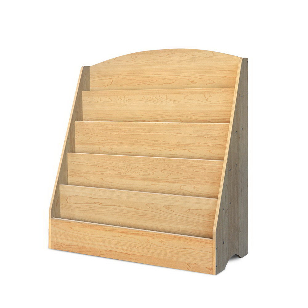 Keezi 5 Tiers Kids Bookshelf Display Rack - Natural