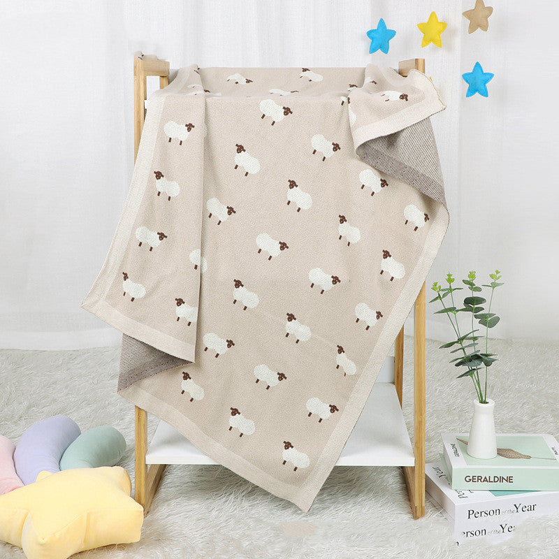 Soft Knit Sheep Print Baby Blanket/Swaddle