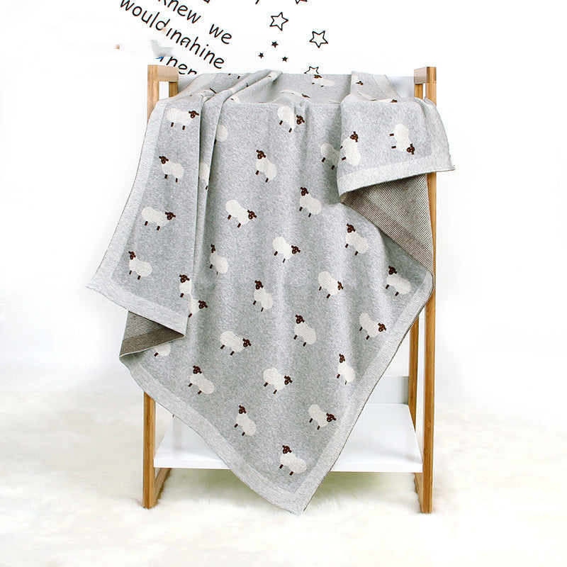 Soft Knit Sheep Print Baby Blanket/Swaddle