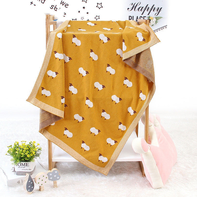 Soft Knit Sheep Print Baby Blanket/Swaddle