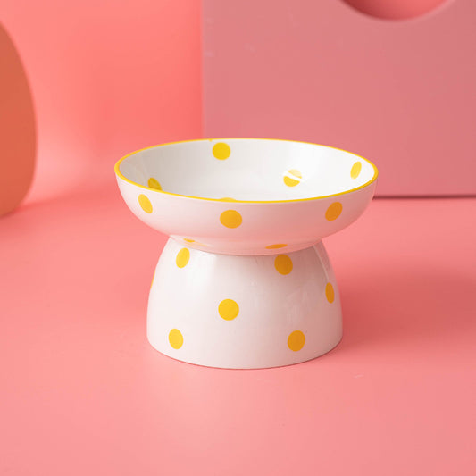 Ceramic Elevated Polkadot Pet Bowl