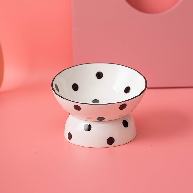 Ceramic Elevated Polkadot Pet Bowl