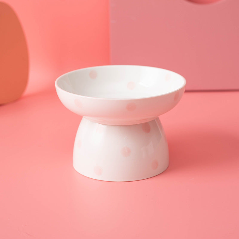 Ceramic Elevated Polkadot Pet Bowl