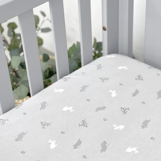 Bubba Blue Jersey Cot Fitted Sheet - Bunny Forest