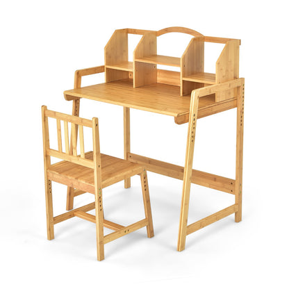 EcoPlay Bamboo Table and Chair Set with Bookshelf