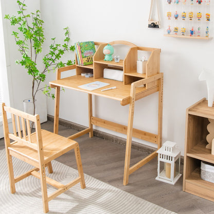 EcoPlay Bamboo Table and Chair Set with Bookshelf