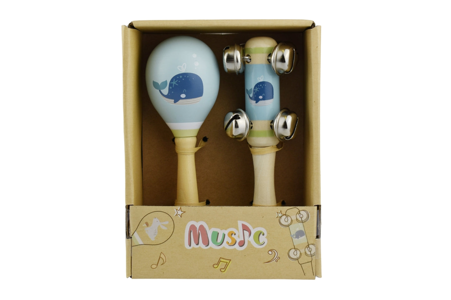 Wooden Sea Animal Maraca & Bell Musical Gift Sets