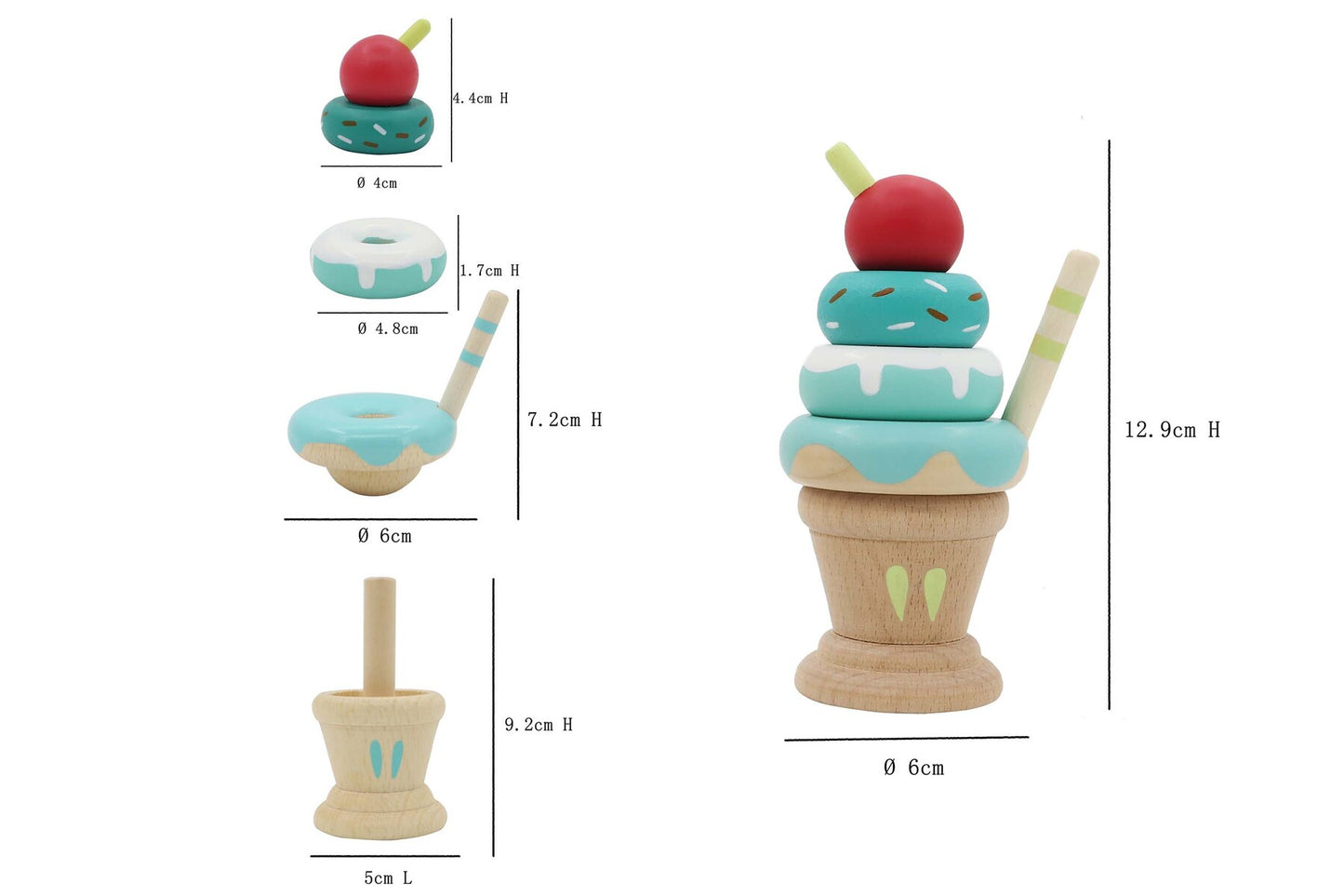 Calm & Breezy Wooden Ice Cream Sundae Stackers