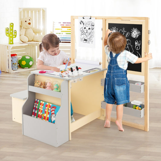 Kids' Art Studio Table with Double Sided Easel