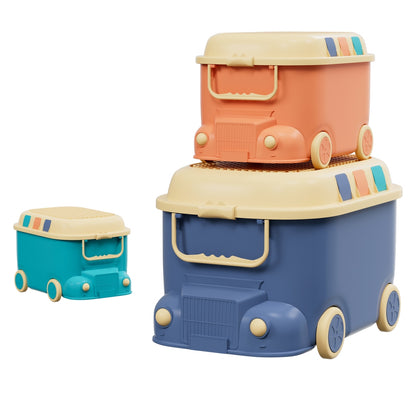 3 Piece Ride Along Toy Storage Box Bundle