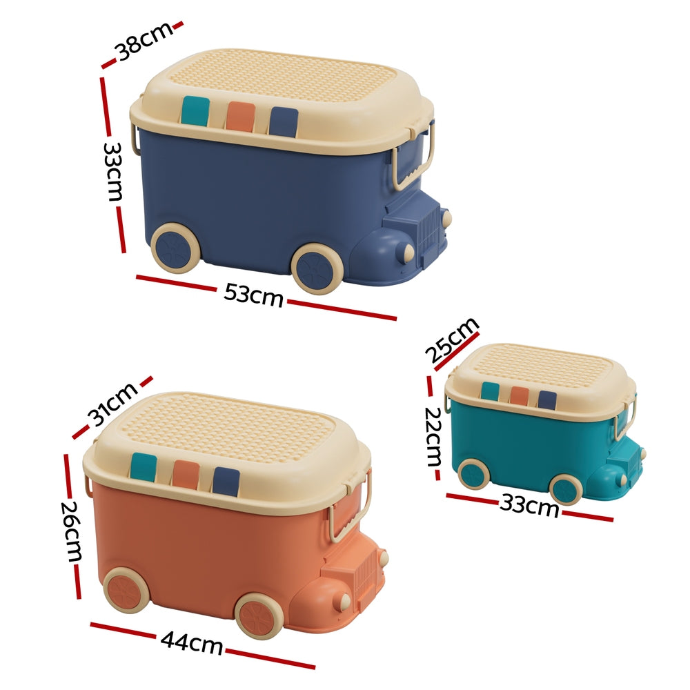 3 Piece Ride Along Toy Storage Box Bundle