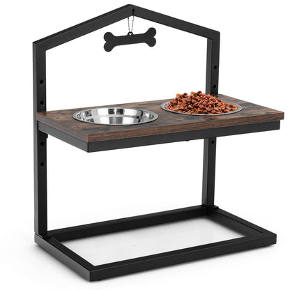 Elevated Pet Feeding Station With Adjustable Height