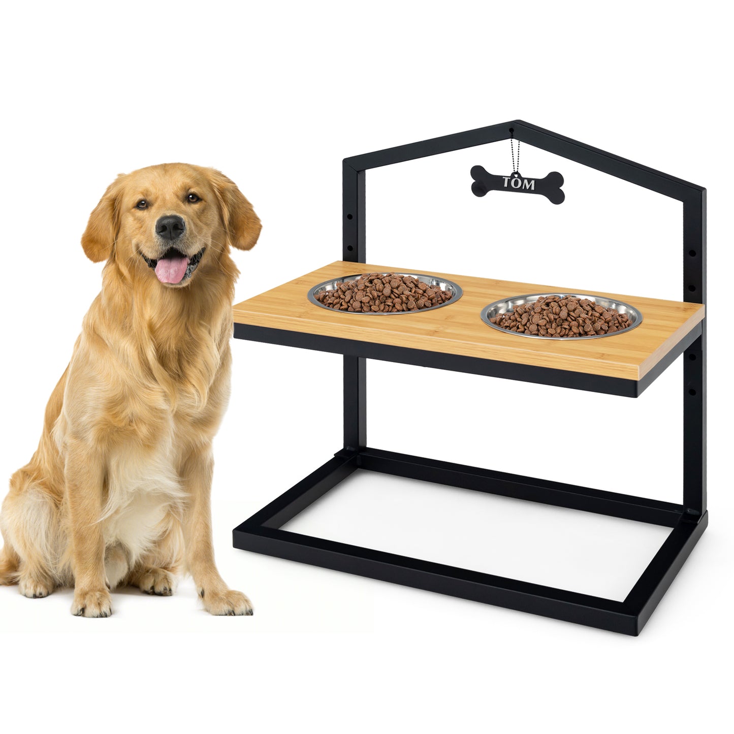 Elevated Pet Feeding Station With Adjustable Height