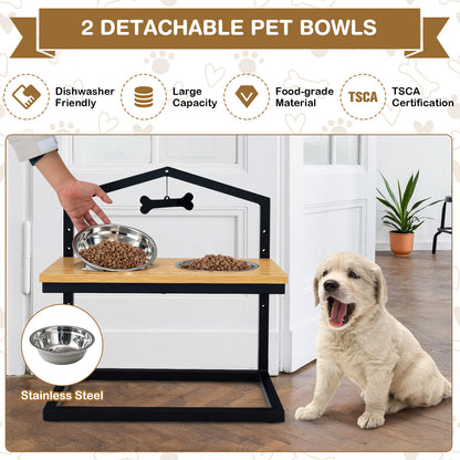 Elevated Pet Feeding Station With Adjustable Height