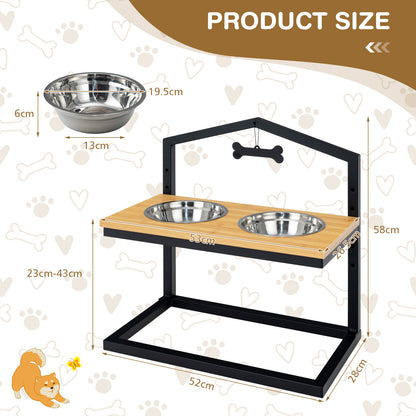 Elevated Pet Feeding Station With Adjustable Height