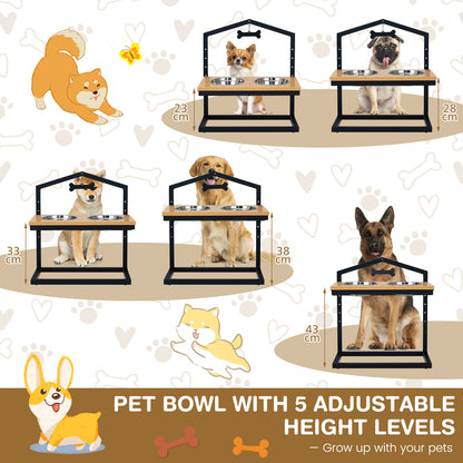 Elevated Pet Feeding Station With Adjustable Height