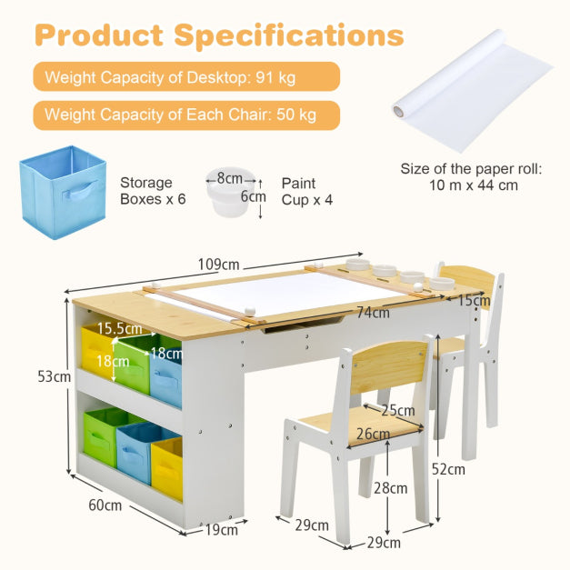 Kids Activity Table & Chair Set with Storage