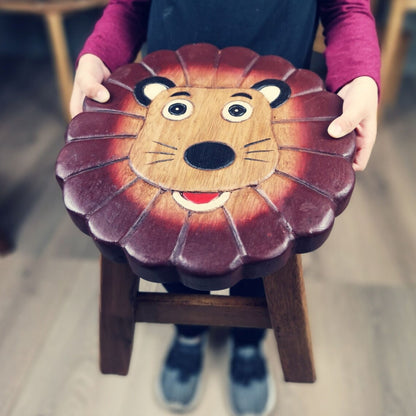 EcoCharm Handcrafted Kids' Stool - Lion