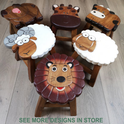 EcoCharm Handcrafted Kids' Stool - Lion