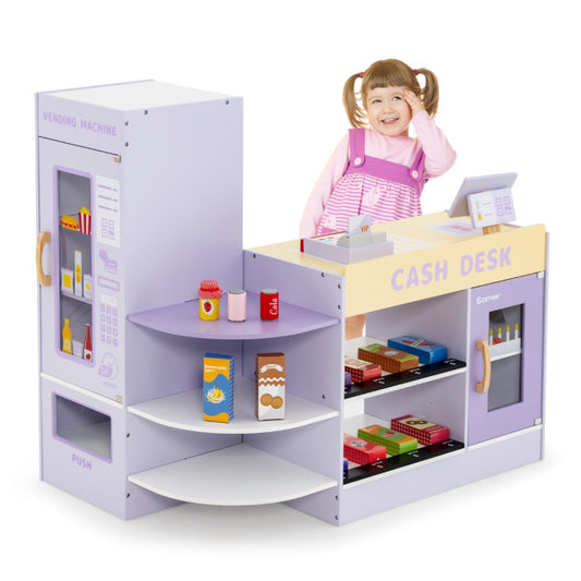 Supermarket Pretend Play Set with Vending Machine & Checkout Counter