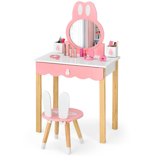 Charming Rabbit Vanity Table & Chair Set