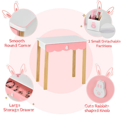 Charming Rabbit Vanity Table & Chair Set