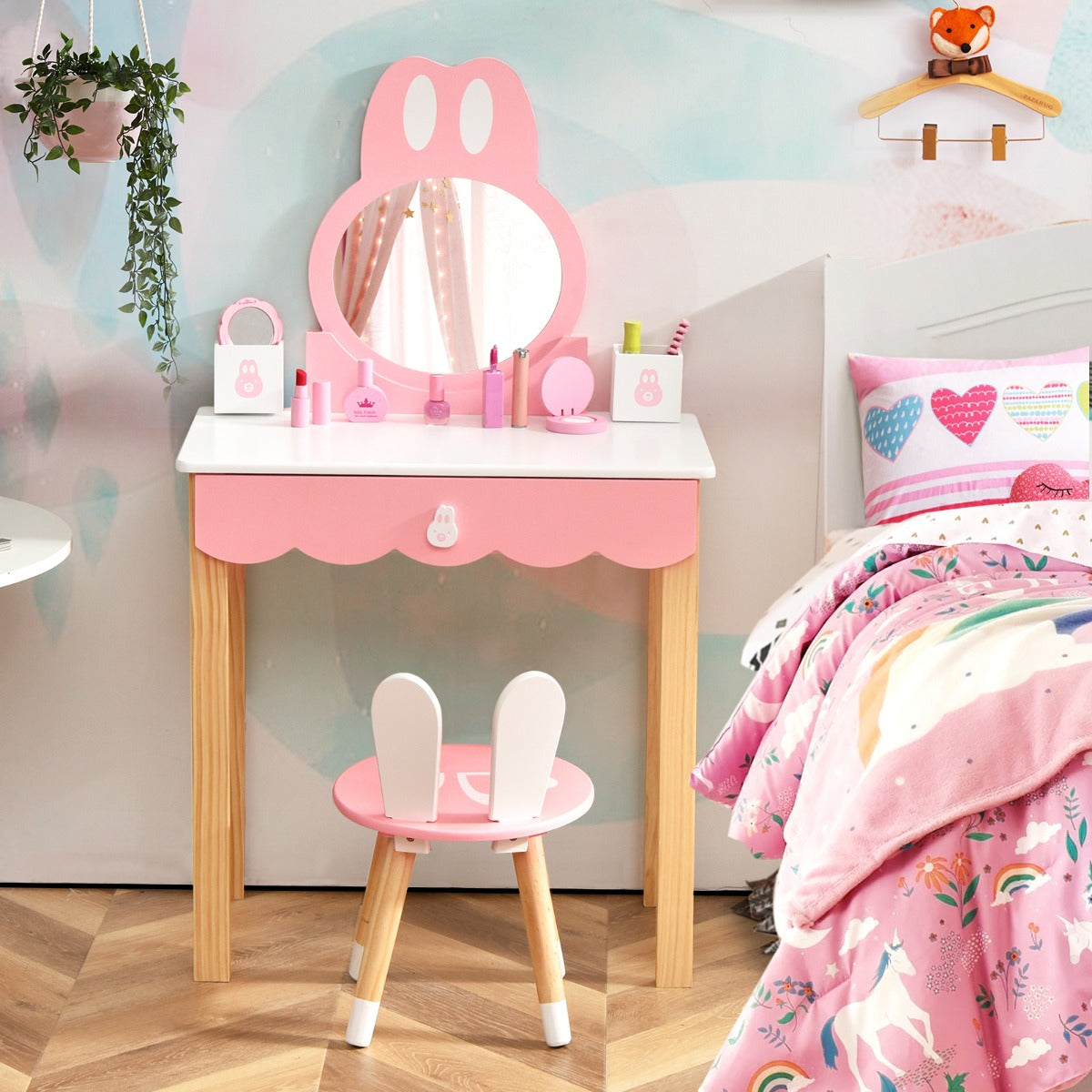 Charming Rabbit Vanity Table & Chair Set