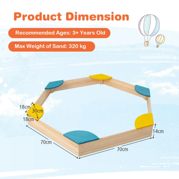 Hexagonal Sandpit with corner seats