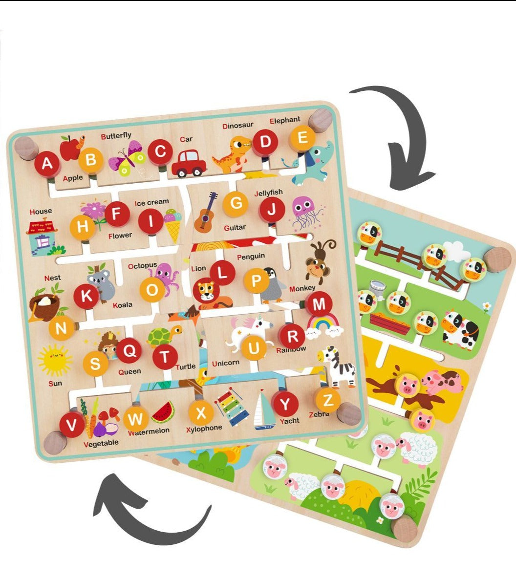 Tooky Toy Alphabet & Farm Animal Matching Maze Set