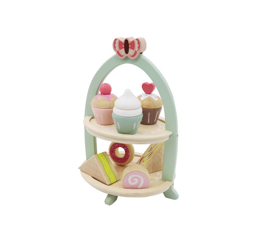 Tooky Toys Wooden Pretend Play High Tea Stand