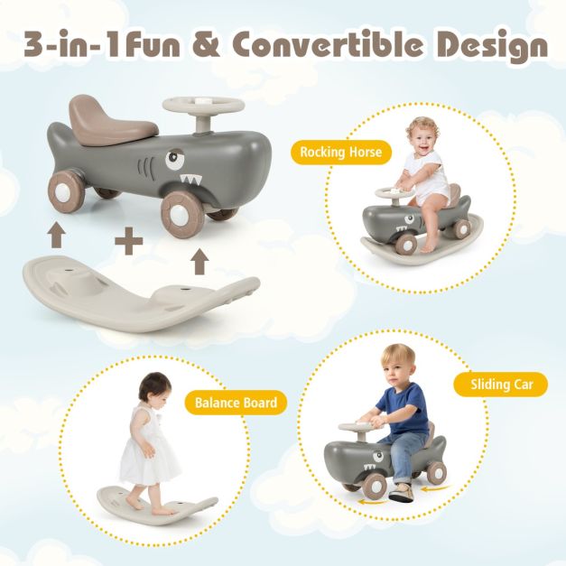 3-in-1 Ride-On Wonder: Rocker, Push Car & Balance Board