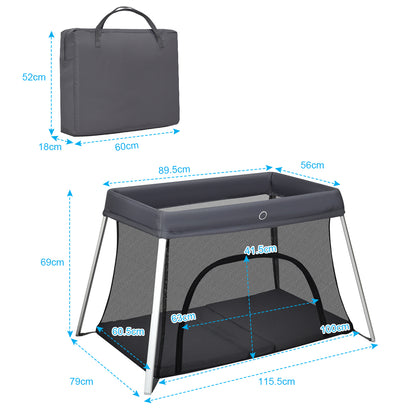 Baby Foldable Travel Portacot With Plush Mattress