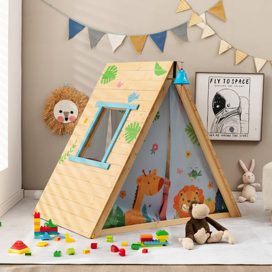 Kid's Triangle Cubby House with Climbing Wall