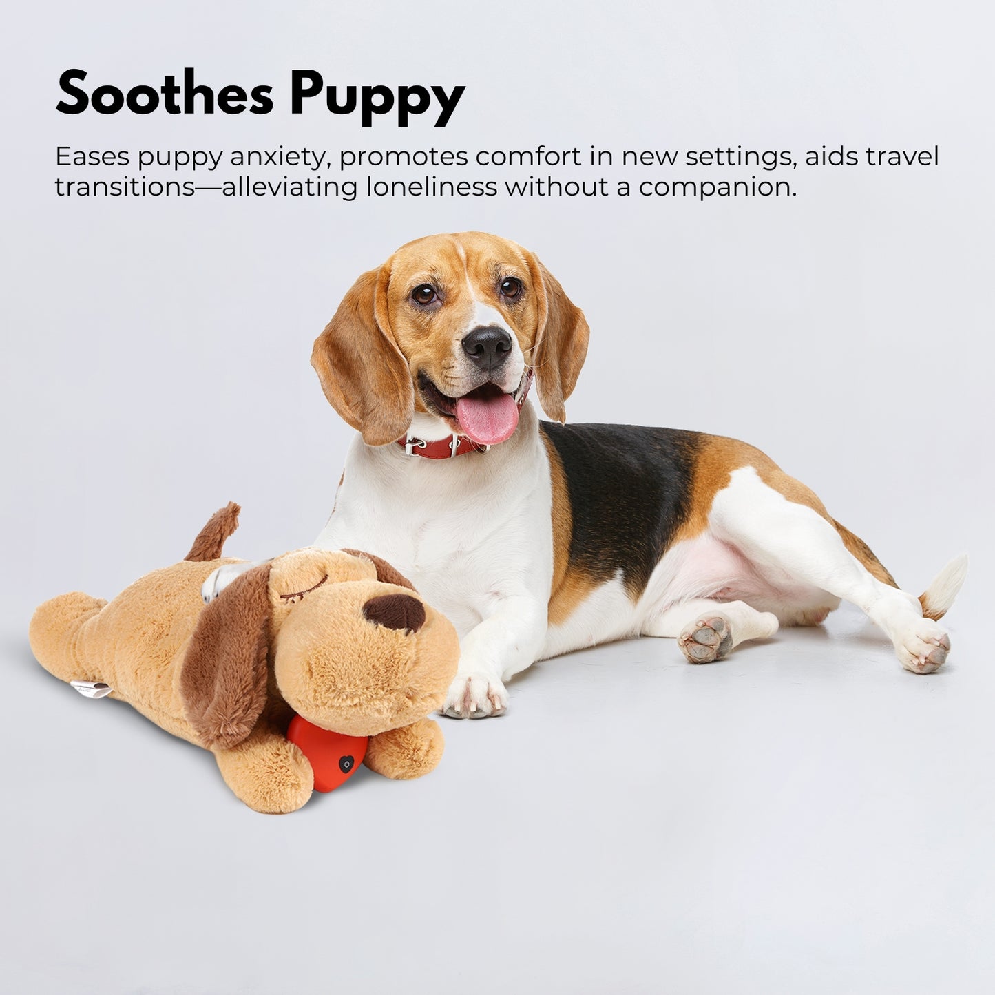 FLOOFI Heartbeat Puppy Plush Dog Toy for Anxiety Relief