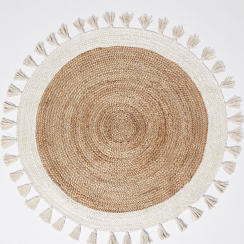 Boho Jute Round Rug with Tassel