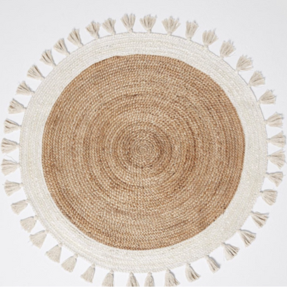 Boho Jute Round Rug with Tassel