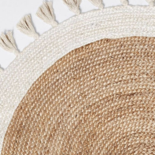 Boho Jute Round Rug with Tassel