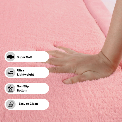 Japanese Soft Touch Memory Foam Tatami Rug - Blush Pink Medium