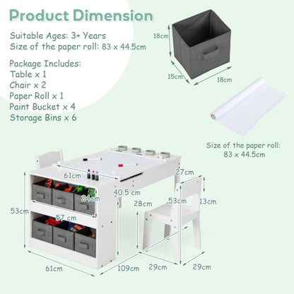 Kids Activity Table & Chair Set with Storage