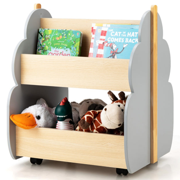 Keezi Kids Toys and Books Organiser Display Shelf with Wheels