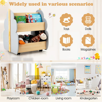 Keezi Kids Toys and Books Organiser Display Shelf with Wheels